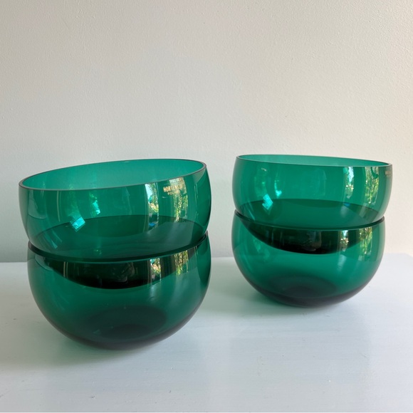 Set of 4 Vintage Green glass bowls, Hortensja Poland, rare find! - Picture 1 of 12